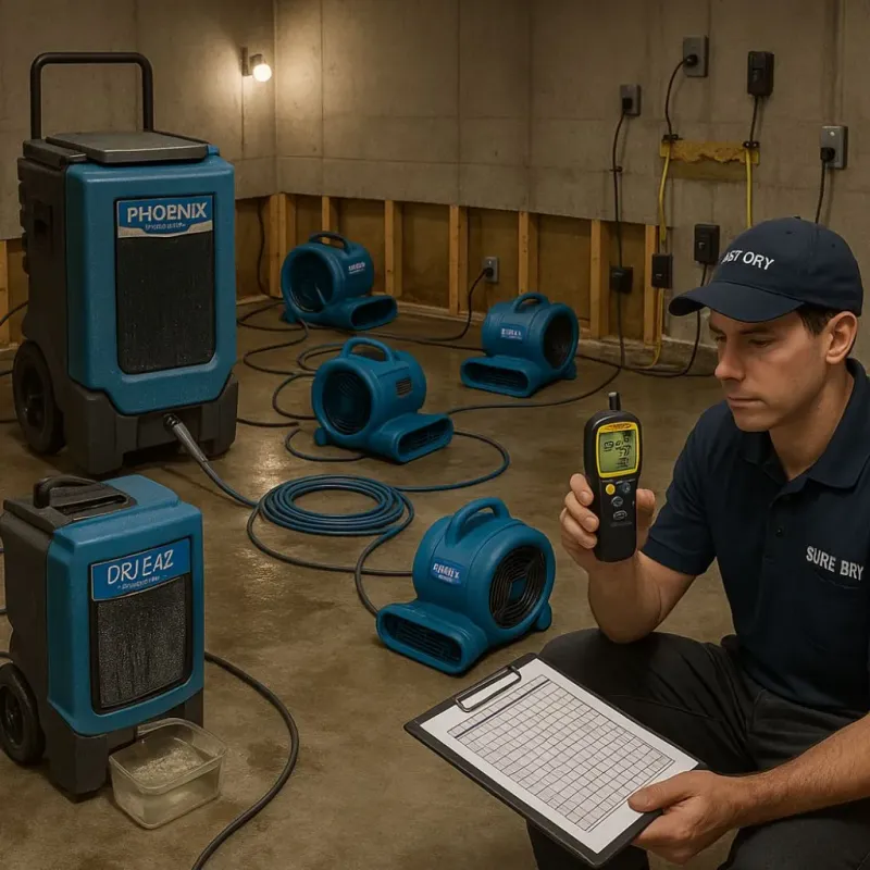 Structural Drying and Dehumidification process in Newport Beach, CA